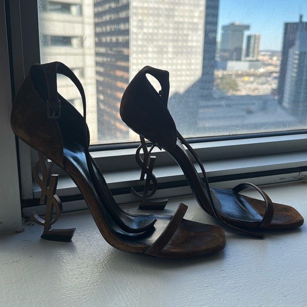 YSL OPYUM Heels - Brown Suede